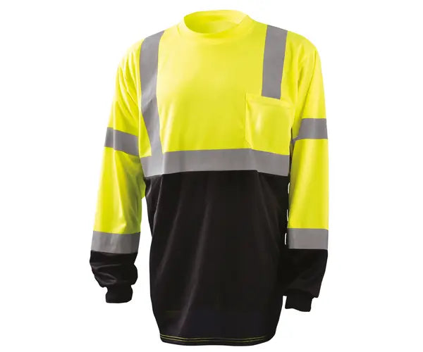 Long Sleeve Black Bottom Wicking Birdseye T-Shirt W/Pocket